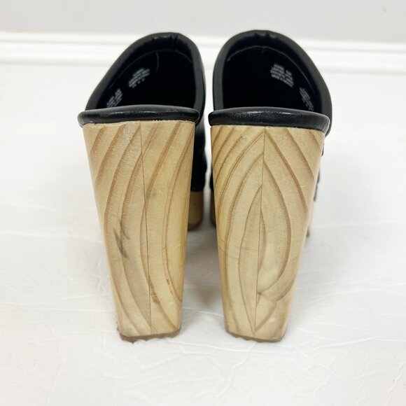 Steve Madden Alvara Leather Platform Clog Size 8.5 Black Chunky Women's - Picture 4 of 6